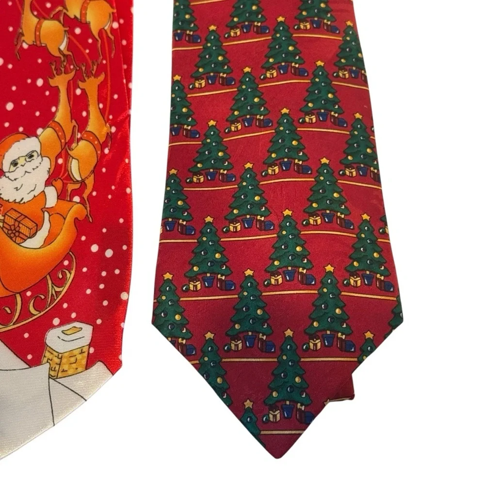 Ho ho ho Five men’s Christmas holiday ties joy snowman sleigh Santa Claus